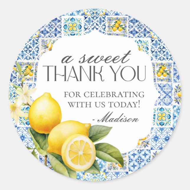 Amalfi Coast Italian Dessert Favour Sticker (Front)