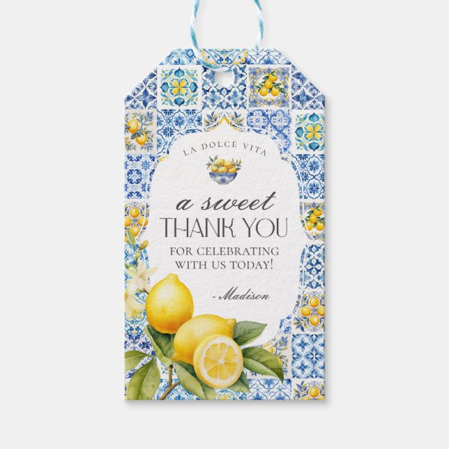 Amalfi Coast Italian Dessert Favour Tag (Front)