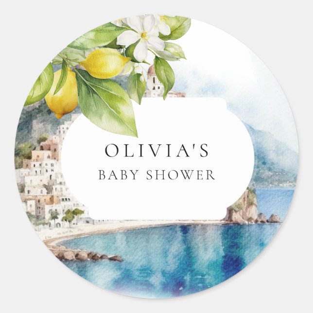 Amalfi Coast Italian Lemon Mediterranean Party Classic Round Sticker (Front)
