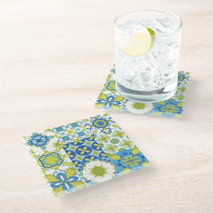 Amalfi Coast Italian Majolica Ceramic Mosaic Glass Coaster