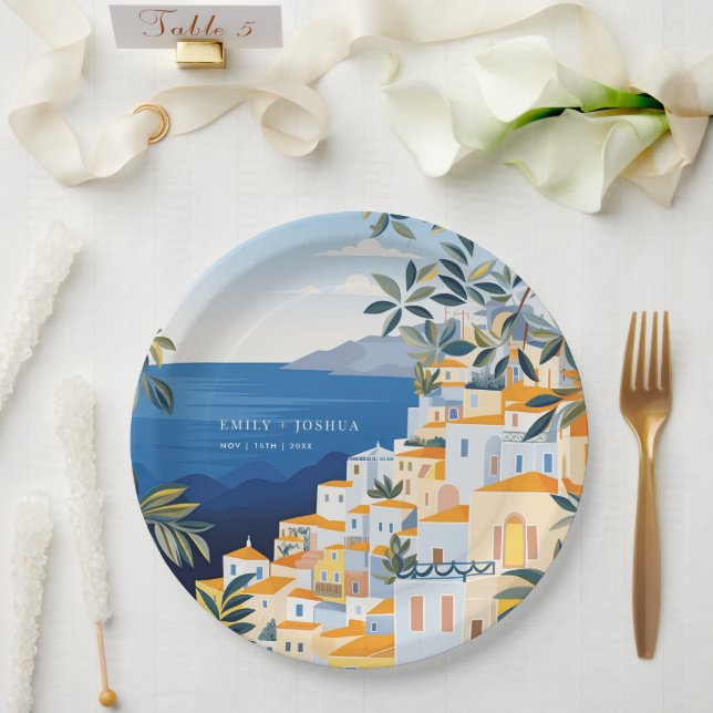 Amalfi Coast Italian Wedding Paper Plate (Wedding)