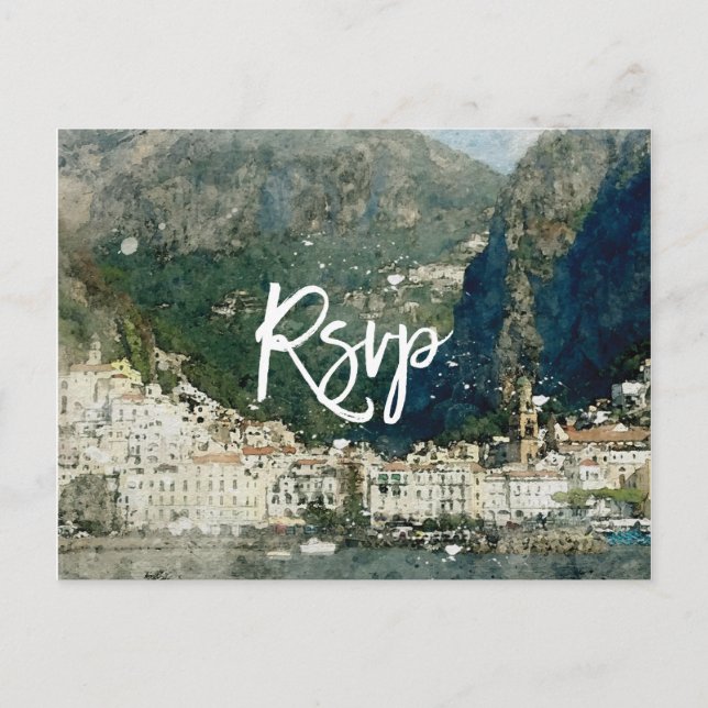 amalfi coast, italian wedding rsvp postcard (Front)