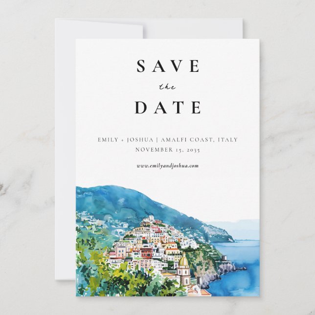 Amalfi Coast Italian Wedding Save The Date (Front)