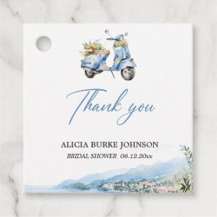 Amalfi Coast Italy Blue Vespa Flat Thank You Card Favour Tags