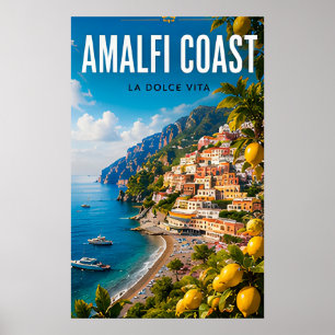 🍋 Amalfi Coast Italy Coastal Village Poster