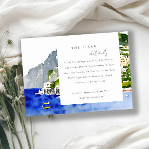 Amalfi Coast Italy  Landscape Wedding Details Enclosure Card