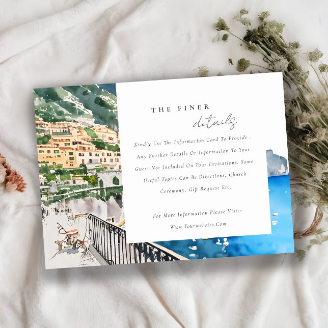 Amalfi Coast Italy  Landscape Wedding Details Enclosure Card (Creator Uploaded)