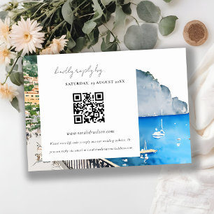 Amalfi Coast Italy  Landscape Wedding QR Code RSVP Enclosure Card