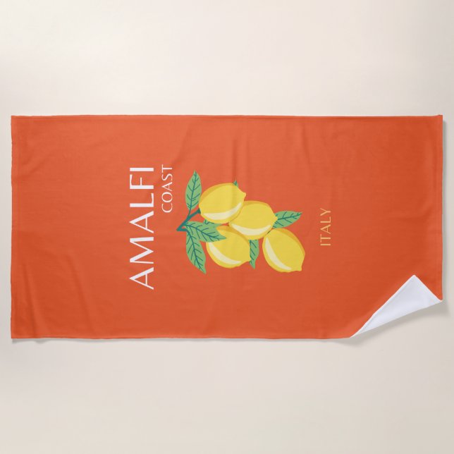 Amalfi Coast Italy, Preppy Room, Orange Beach Towel (Front)