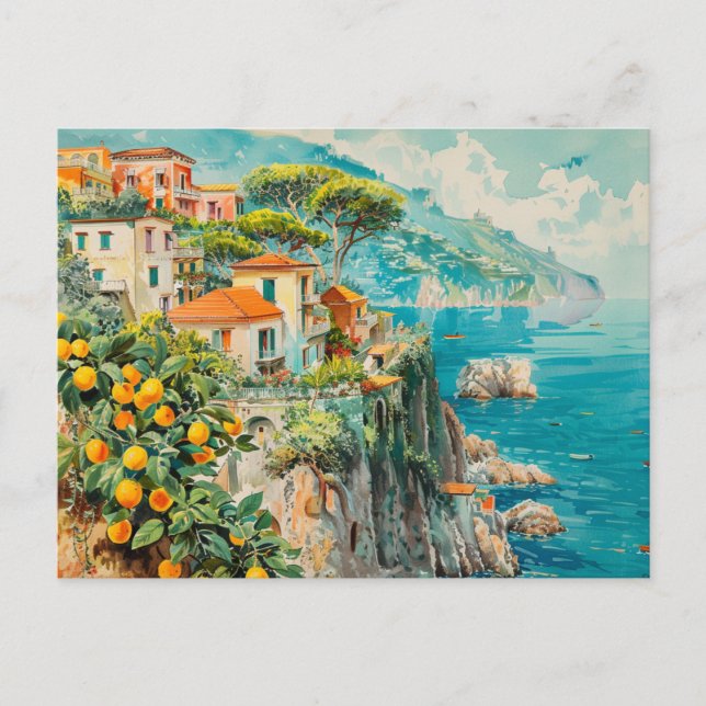 Amalfi Coast, Italy Retro Travel  Postcard (Front)