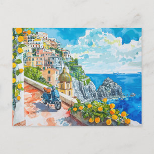 Amalfi Coast, Italy Retro Travel  Postcard