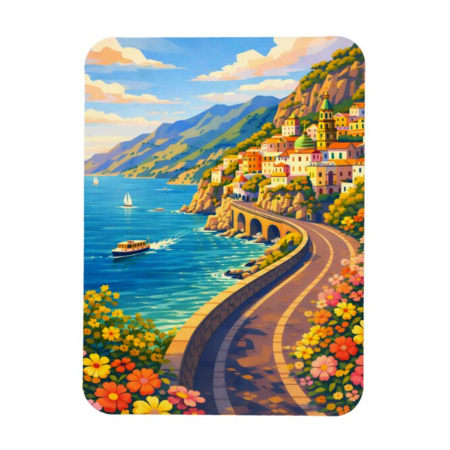 Amalfi Coast Italy Riviera Vintage Travel Magnet (Vertical)