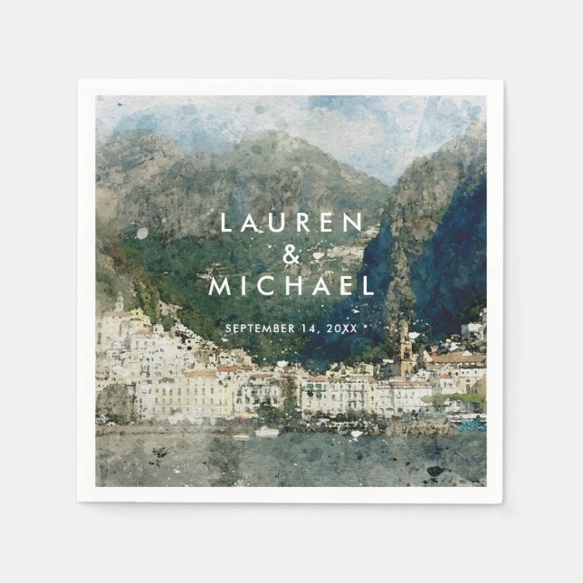 Amalfi coast italy scenic summer wedding napkins (Front)