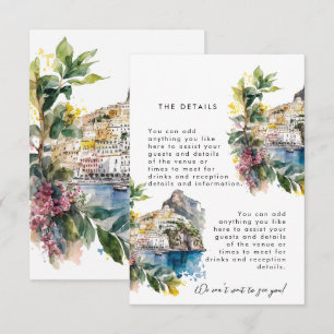 Amalfi Coast Italy summer wedding information card