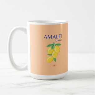 Amalfi Coast, Italy, Travel Art, Pastel, Orange Coffee Mug