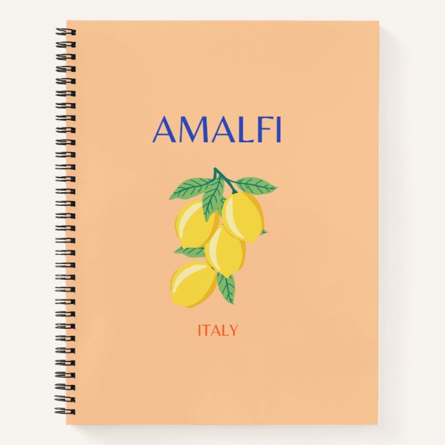Amalfi Coast, Italy, Travel Art, Pastel, Orange Notebook (Front)