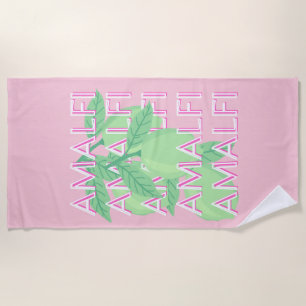 Amalfi Coast, Italy Travel Art, Pink Beach Towel