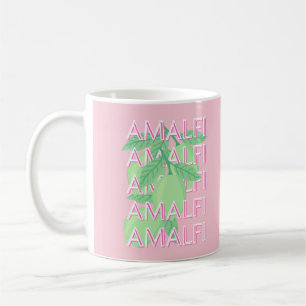 Amalfi Coast, Italy Travel Art, Pink Coffee Mug