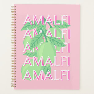 Amalfi Coast, Italy Travel Art, Pink Planner