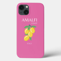 Amalfi Coast, Italy, Travel Art, Pink, Preppy