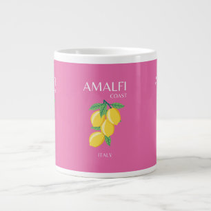 Amalfi Coast, Italy, Travel Art, Pink, Preppy Large Coffee Mug