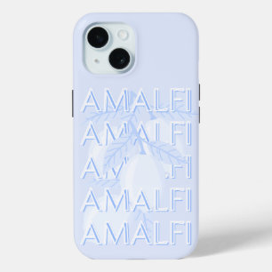 Amalfi Coast, Italy, Travel Art, Preppy, Blue iPhone 15 Case