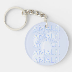 Amalfi Coast, Italy, Travel Art, Preppy, Blue Key Ring