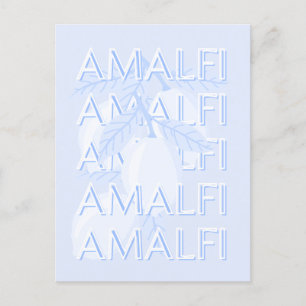 Amalfi Coast, Italy, Travel Art, Preppy, Blue Postcard