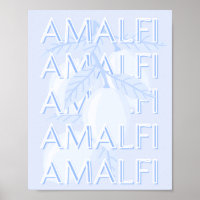 Amalfi Coast, Italy, Travel Art, Preppy, Blue