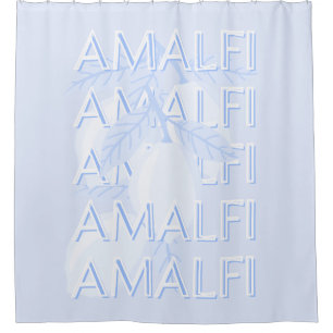 Amalfi Coast, Italy, Travel Art, Preppy, Blue Shower Curtain