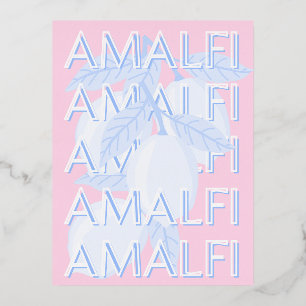 Amalfi Coast, Italy, Travel Art, Preppy Foil Holiday Postcard