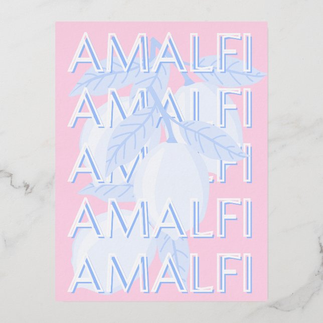 Amalfi Coast, Italy, Travel Art, Preppy Foil Holiday Postcard (Front)