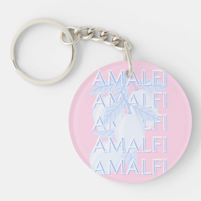 Amalfi Coast, Italy, Travel Art, Preppy Key Ring (Front)