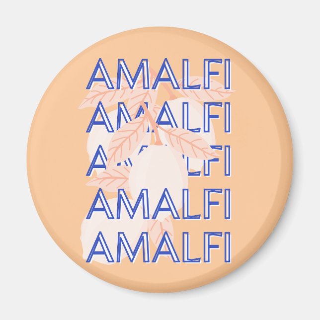 Amalfi Coast, Italy Travel Art, Preppy, Orange Magnet (Front)