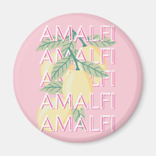 Amalfi Coast, Italy, Travel Art, Preppy, Pink Magnet