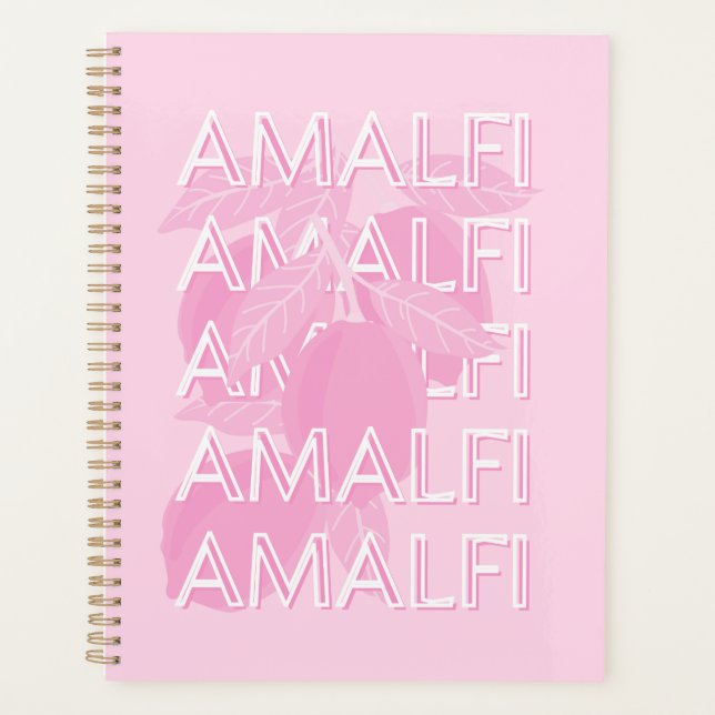 Amalfi Coast, Italy, Travel Art, Preppy, Pink Planner (Front)