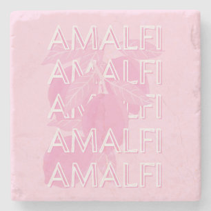 Amalfi Coast, Italy, Travel Art, Preppy, Pink Stone Coaster