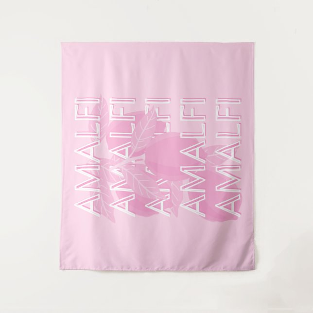 Amalfi Coast, Italy, Travel Art, Preppy, Pink Tapestry (Front)