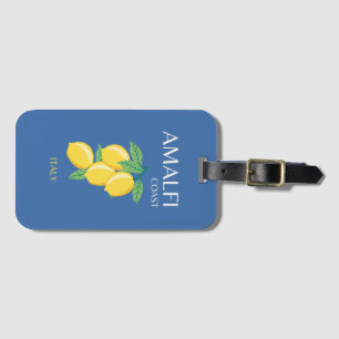 Amalfi Coast, Italy, Travel Art, Retro, Blue Luggage Tag