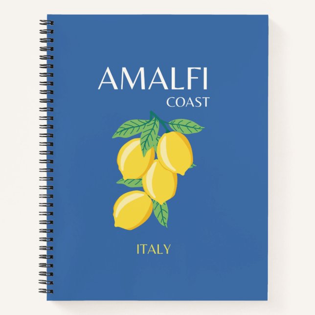 Amalfi Coast, Italy, Travel Art, Retro, Blue Notebook (Front)