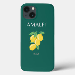 Amalfi Coast, Italy, Travel Art, Retro, Green iPhone 13 Case
