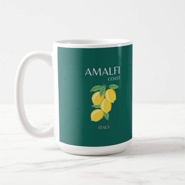 Amalfi Coast, Italy, Travel Art, Retro, Green Coffee Mug (Left)
