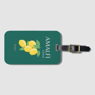 Amalfi Coast, Italy, Travel Art, Retro, Green Luggage Tag
