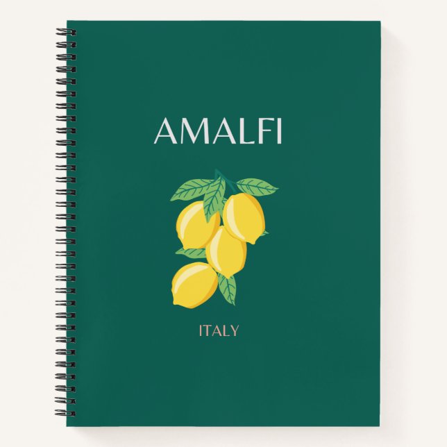 Amalfi Coast, Italy, Travel Art, Retro, Green Notebook (Front)