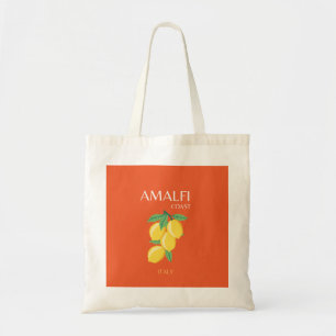 Amalfi Coast, Italy, Travel Art, Retro, Orange Tote Bag