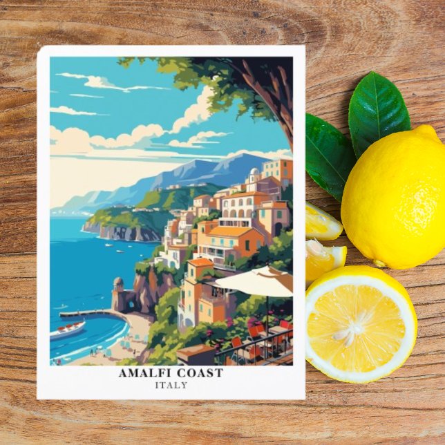 Amalfi Coast Italy Travel Retro  Postcard (Amalfi Coast Italy Postcard)