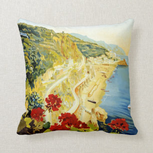 Amalfi Coast, Italy Vintage Advertisment Poster Cushion