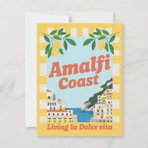 Amalfi Coast Italy Vintage Living la Dolce Vita Postcard