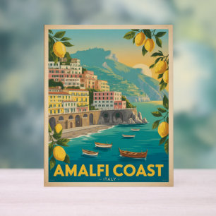 Amalfi Coast Italy Vintage Travel Acrylic Sign