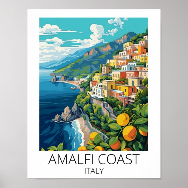Amalfi Coast Italy Vintage Travel Poster (Front)